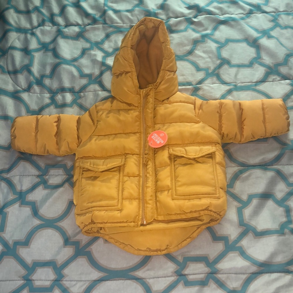 Children’s place yellow bubble jacket for 6-9month